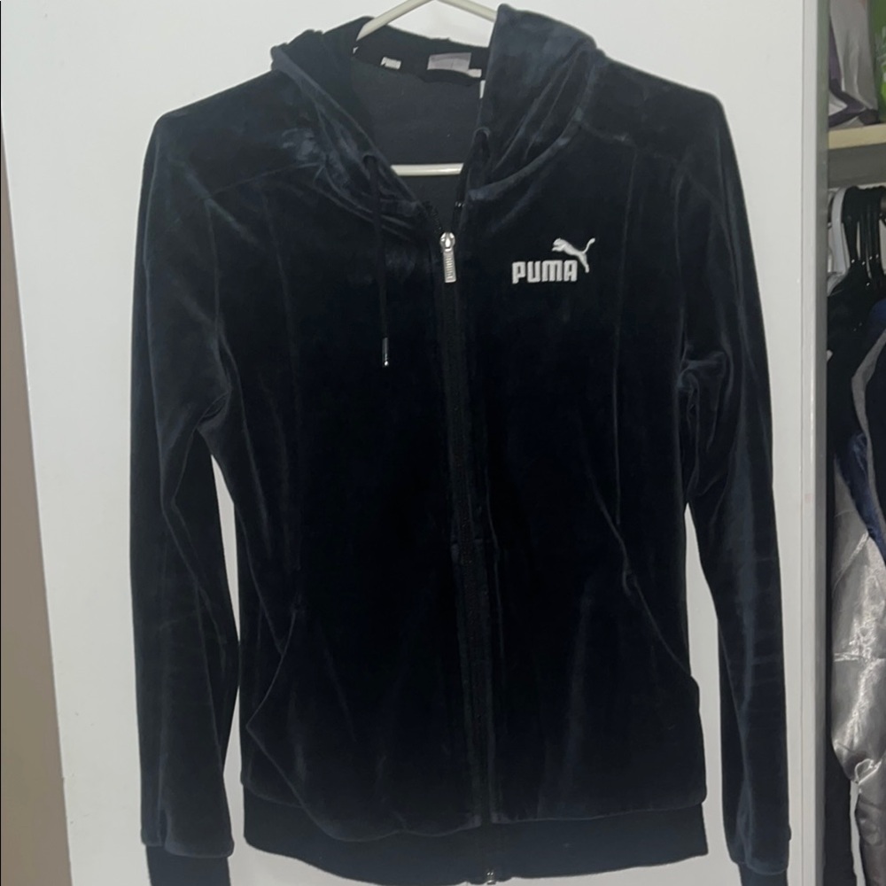 Puma Dark Gray Velour Zip Hoodie
